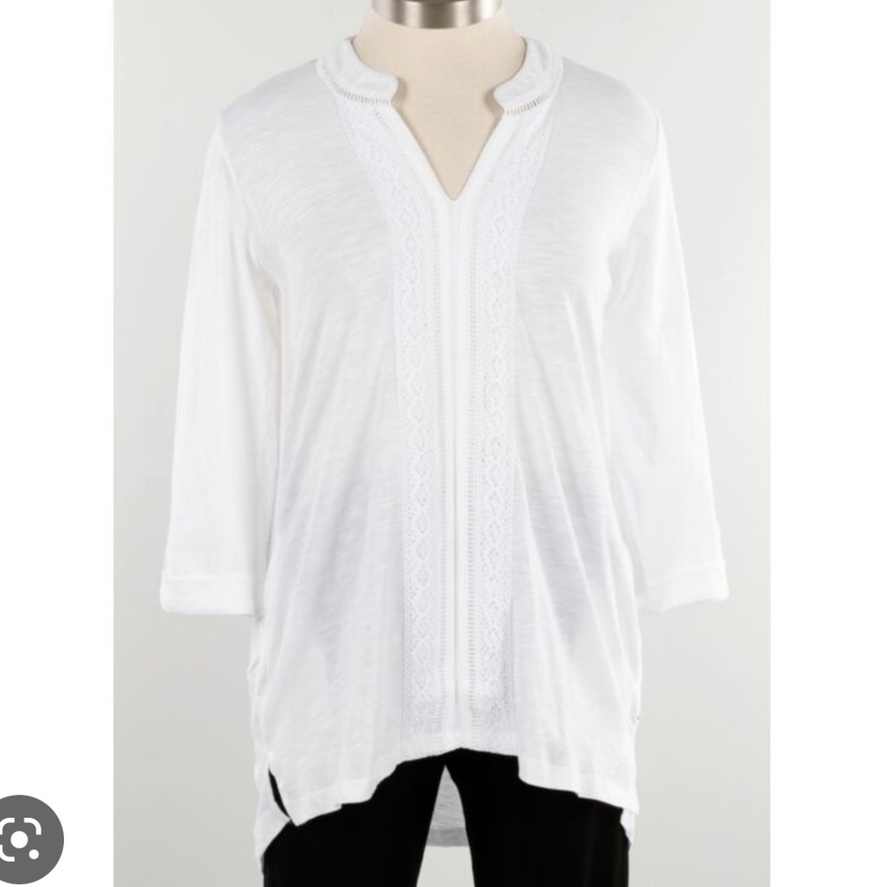 Neon Buddha Through The Looking Glass Long Sleeve Tunic Shirt- White